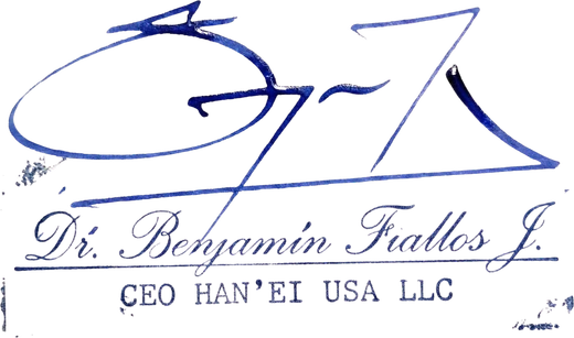 Firma del Dr. Benjamín Fiallos J., CEO HAN'EI USA LLC